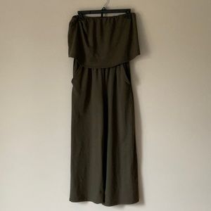 Olive green off the shoulder romper, Size:S